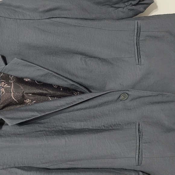 Lauren Conrad Blue Gray Cropped Blazer w/ Ruched 3/4 Sleeves sz 12 - Picture 9 of 9